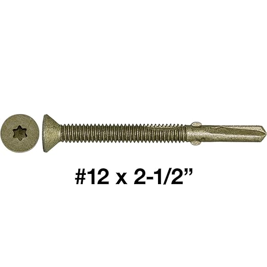 12x2-1/2 Reamer Tek Torx/Star Head Self-Drilling Wood to Metal Screws - for Flatbeds, Trailers or Fastening Wood to Steel - T30 Torx Screw Head - CASE Qty 42 Boxes 2,100 Screws