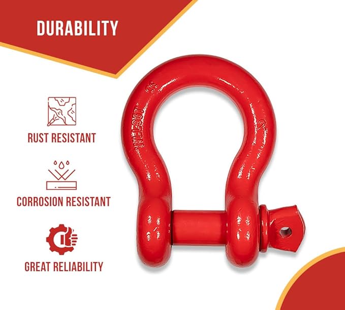 Mytee Products 2" Anchor Shackle Forged Carbon Steel w/Alloy Screw Pin Load Limit # 35 Tons (70,000 lbs) | Double Rust Protection Heavy Duty D Ring Shackle for Towing, Rigging & Vehicle Recovery
