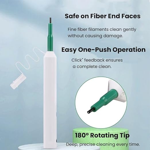 Fiber Optic Connector Cleaning Pen,2PCS Fiber Optic Cleaner Pen for 2.5mm Ferrules SC,FC,ST,SC/APC and FC/APC,800+ Clean Times
