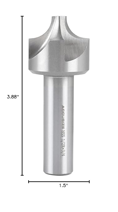 Accusize''dustrial Tools 1/2'', H.S.S. Corner Rounding End Mills, 3/4'', Shank Dia, 1-1/2'' Cutter Dia, 3-7/8'' Overall Length, 1011-1234