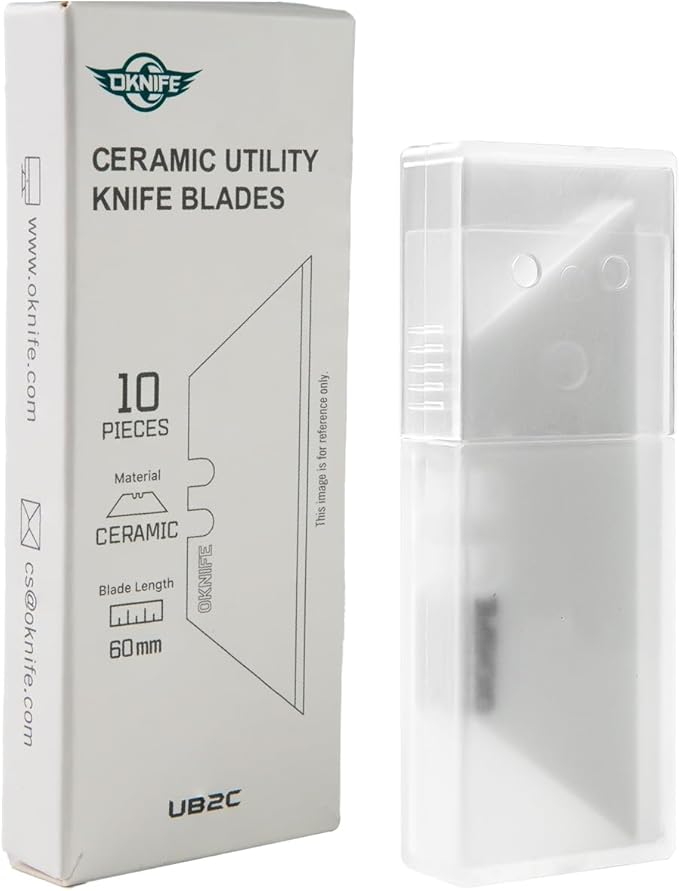 OKNIFE Premium Ceramic Utility Knife Blades, 10-Pack - Zirconium Oxide Flat Brushing Polishing Blade Compatible with Otacle U1,U1 Pro & U1 Ultra, Fits Most Utility Knives (White)