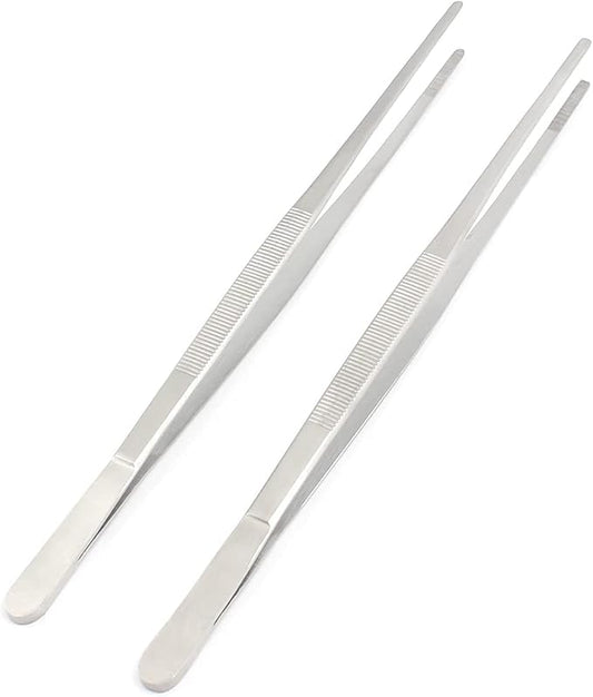12-INCH STAINLESS STEEL TWEEZERS - TWO PACK A+ QUALITY