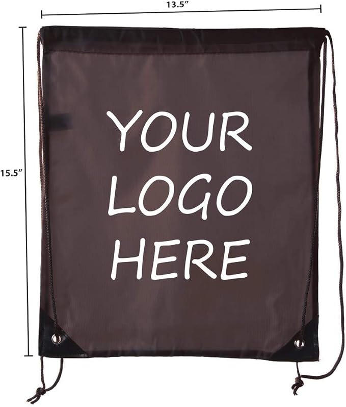 Mato & Hash Custom Bags With Your Logo | 20PK Promotional Drawstring Backpack - 20PK Brown CE2500