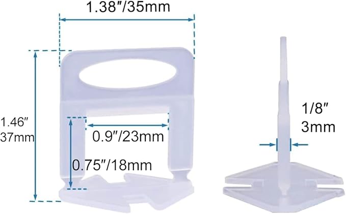 Tile Leveling System Clips 1/8" 2000 Piece 3.0mm Tile Leveler Clips DIY Tile Spacers Tile Leveling Clips for Professional Ceramic Tile and Stone Installation