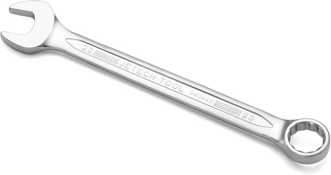 Jetech 23mm Combination Wrench - Industrial Grade, Chrome Vanadium Steel, Sand Blasted Finish, 12-Point Design, 15-Degree Offset, Forged, Heat-Treated, Metric
