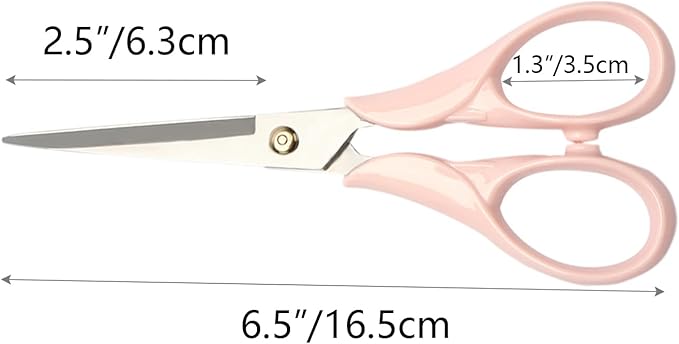 NatSumeBasics Pink Small Office Scissors 6.5" All Purpose Scissors Professional Tailor Dressmaker Fabric Shears for school Office home (Pink Scissors)