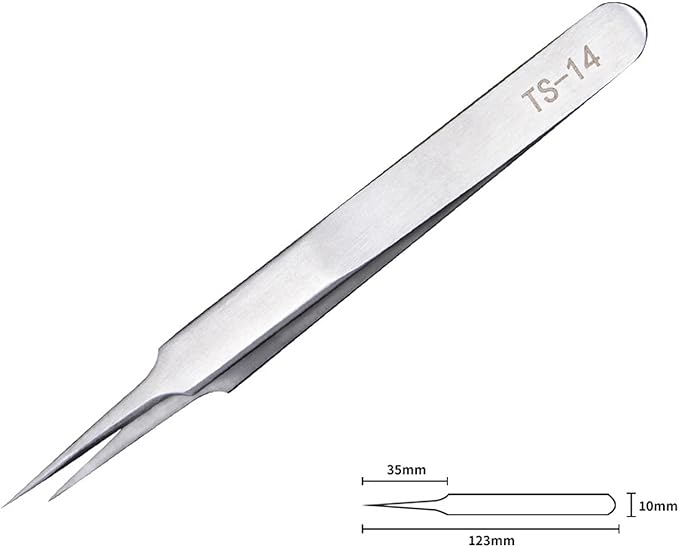 6 Stainless Fine Tip Tweezers Industrial for Electronics Laboratory Work Jewelry-Making Craft, Soldering Multiple Usage