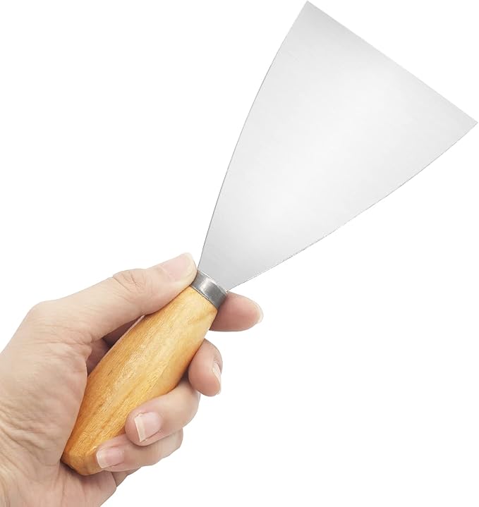 Putty Knife, 3.5 Inch Metal Scraper, wooden Handle Spackle Knives for Drywall, Decals, Wall paper, Patching, Painting, Taping, Scraping Coating