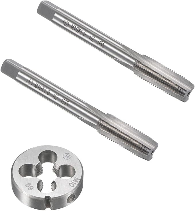 Mactoom 10mm x 1 HSS Metric Tap and Die Set Right Hand Thread,Tapping DIY Tool 3pcs (M10 x 1mm)