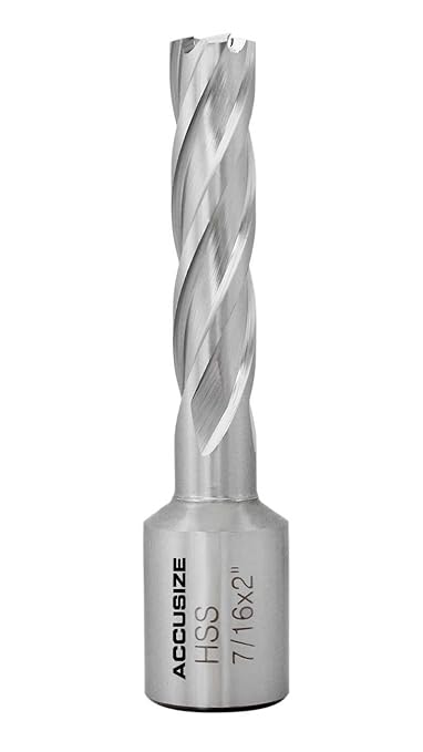 Accusize Industrial Tools 7/16'' by 2'' Cutting Depth H.S.S. Annular Cutterwith 1 Pc Pilot Pin, 2081-2012Pin