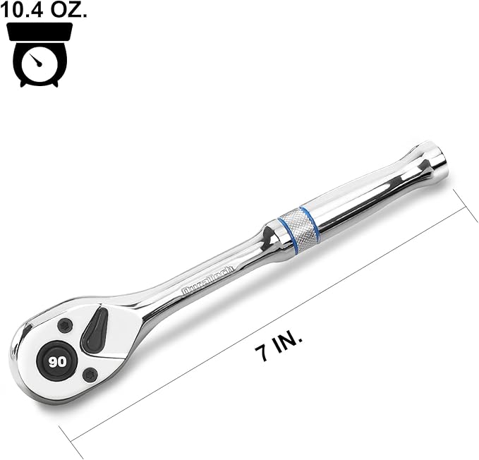 DURATECH 3/8-Inch Drive Ratchet, 90-Tooth Quick-release Ratchet Wrench, Reversible, Cr-V Made, Full Polished, Stocking Stuffers for Men Women Gifts for Men Gifts for Women Gifts for Dad