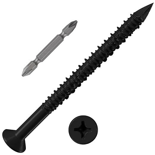 WenSilon(100 PCS) 3/16" x3-1/4 Black Concrete Screw Anchor Black Flat Head for Anchoring to Masonry, Block or Brick Stucco