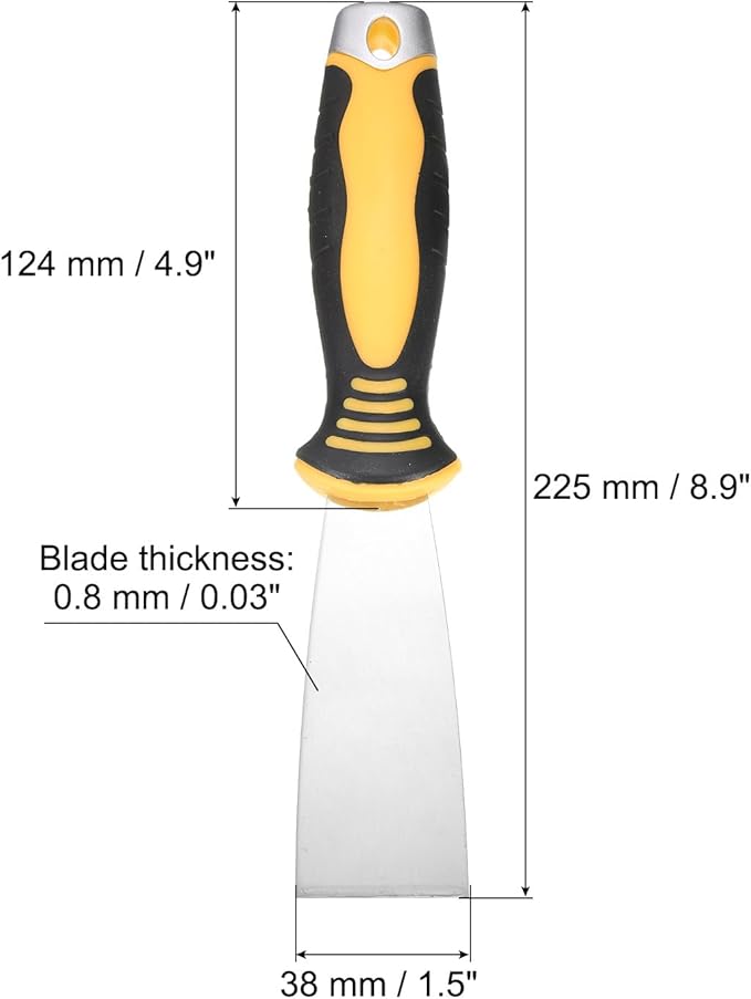 uxcell Putty Knife 1.5" High Carbon Steel Paint Scraper Flexible Drywall Repair Mud Knife for Removing Cement Wallpaper Mud Adhesive Taping with Metal Hammer End