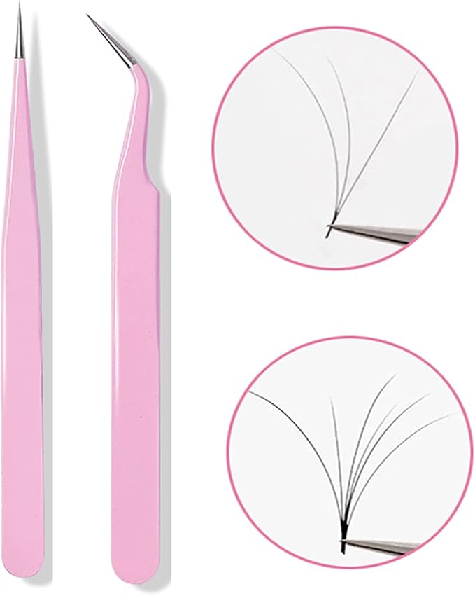 4PCS Precision Tweezers Set, Diamond Painting Tools, Lash Tweezer,Anti-Static Stainless Steel Curved & Point Tip Tweezers, for Nail Art, Electronics, Laboratory Work, Craft, Soldering, DIY