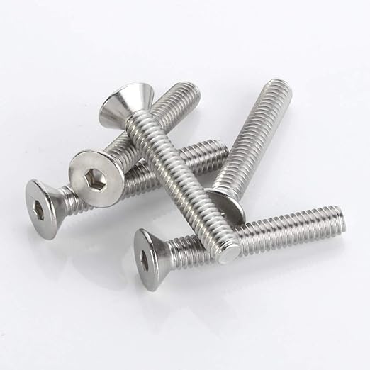 MewuDecor M6-1.0 x 20mm Flat Head Socket Cap Screws, Stainless Steel 18-8 (304), Bright Finish, DIN 7991, Allen Socket Drive, 25 PCS