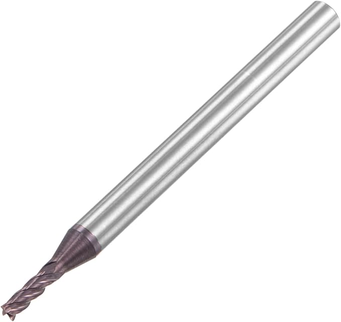 uxcell Square Nose End Mill, 2mm Tip Dia Solid Carbide AlTiN Coated CNC Router Bits 4 Flute Spiral Milling Cutter HRC55 with 4mm Shank 50mm (2-inch) Length
