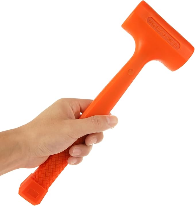 Dead Blow Hammer, Set of 3 Rubber Mallet Hammer Deadblow Hammers Neon Orange Deadblow Mallets with Non-Marring Coating (1lb, 2lb, 3lb Hammers)
