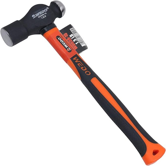 WEDO Ball Peen Hammer, Ball Pein Hammer with Fiberglass Handles 24oz(1.5 lb), High Carbon Steel,Shock Resistant, Non-Slip Handle, Die-forged, Strong Torque, DURABLE, 320mm Length