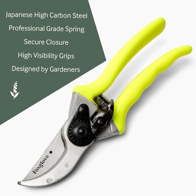 Foxglove 8.5" Pruning Shears ??Professional Garden Shears & Bypass Hand Pruners with Japanese SK5 High Carbon Steel Blades, Heavy Duty Garden Clippers & Gardening Tools