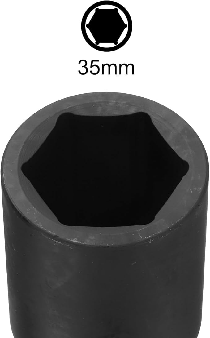 uxcell 3/4-Inch Drive 35mm 6-Point Deep Impact Socket, CR-MO Steel 78mm Length, Metric Sizes