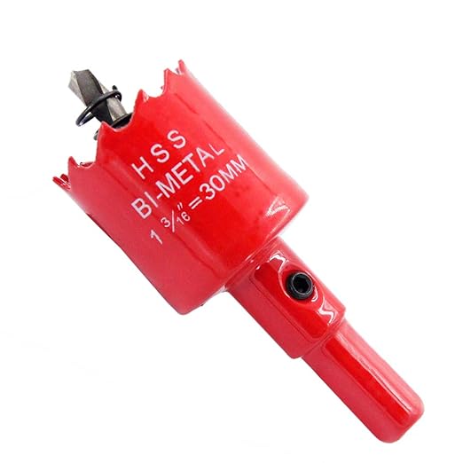 Hole Saw Drill Bit LAIWEI HSS Hole Cutter with Arbor for Wood,PVC Board and Plasterboard(1-3/16"(30mm Hole Saw))