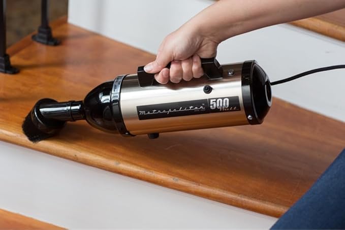 METROVAC Evolution Hand Vacuum - 120V, 504W, Powerful, Lightweight, Dry Pickup for Easy Cleanups in Home, Office, Car - Satin Nickel/Black Finish