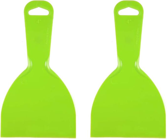 uxcell Putty Scraper 4" Plastic Flexible Putty Knives Disposable Spreader for Taping Drywall Wall Painting Green 2pcs