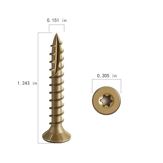 #8 * 1-1/4" Deck Screws, (233pcs) 1 lbs.Exterior Wood Screws, Rust Resistant Epoxy Coated, Bronze, T20 Star Bit