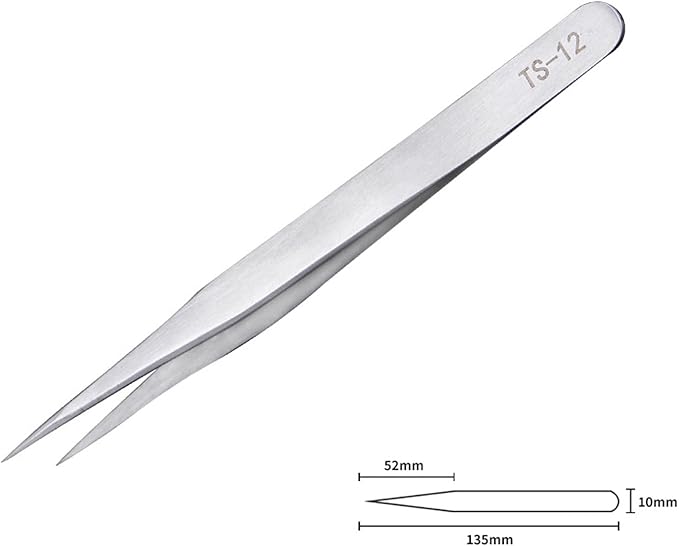 6 Stainless Fine Tip Tweezers Industrial for Electronics Laboratory Work Jewelry-Making Craft, Soldering Multiple Usage