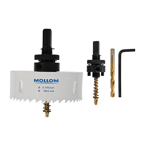 Mollom (98.5mm | 3-7/8") HSS M42 with 8% Cobalt BI-Metal Hole Saw with 2 Pilot Drill Bits & Arbor Smooth Cutting for PVC,Drywall,Wood,Plastic,Gypsum Board,Rubber