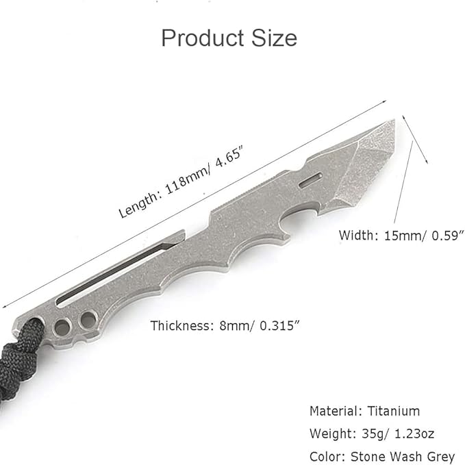 Titanium Pry Bar, Outdoor Multi-functional Pry Bar EDC Tools,Mini Pry Bar with Crowbar, Bottle Opener, Pocket Clip and Lanyard Hole/Grey