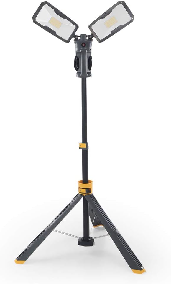 LUTEC ?륶pgraded??6290Max 15000 Lumen 138W Dimmable LED Work Light with Telescoping Tripod, Adjustable Color Temperature Dual-Head Work Light with Stand and 8 Ft 3-Prong Power Cord