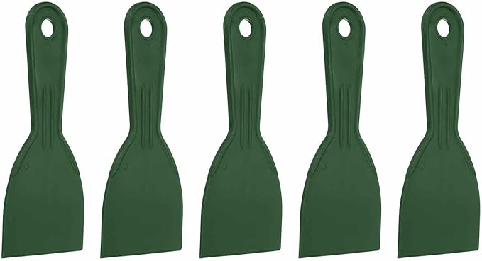 HARFINGTON 5pcs Putty Knife Scraper 3" Width Flexible Plastic Putty Knife Paint Scraper Tool for Taping Drywall Spreading Painting Wall Scratching Dark Green