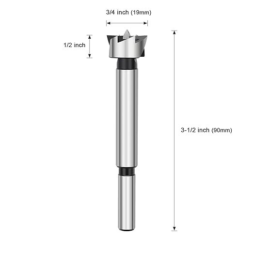 3/4 Inch Forstner Drill Bit for Woodworking, 3/4" Forstner Bit Wood Drill Bits for Holes, Hinge Cutter for Hard Wood, Plastic, Plywood Round Shank