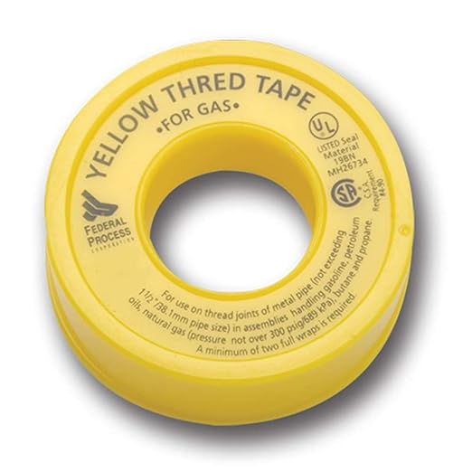 Gasoila Yellow PTFE Thread Seal Tape ??Professional-Grade, 1/2 Inch x 260 Inch, High-Density Thread Tape for Gas Lines??Leak-Proof Seal, Non-Toxic