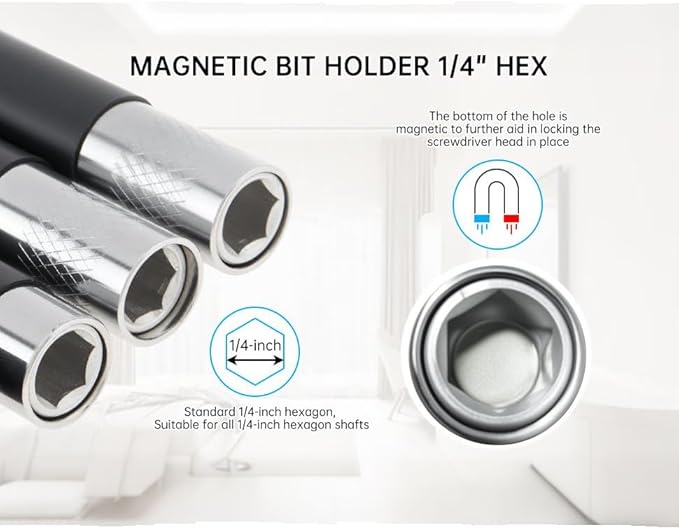 ChgImposs 3pcs/set Scalable Magnetic Screw Drive Guide Drill Bit Tip Holder, 3.15"/4.72"/5.51"(80/120/140mm) Screwdriver Bit Holder Extension Bar Adapter, Drill Bit Guide Rod Adapter