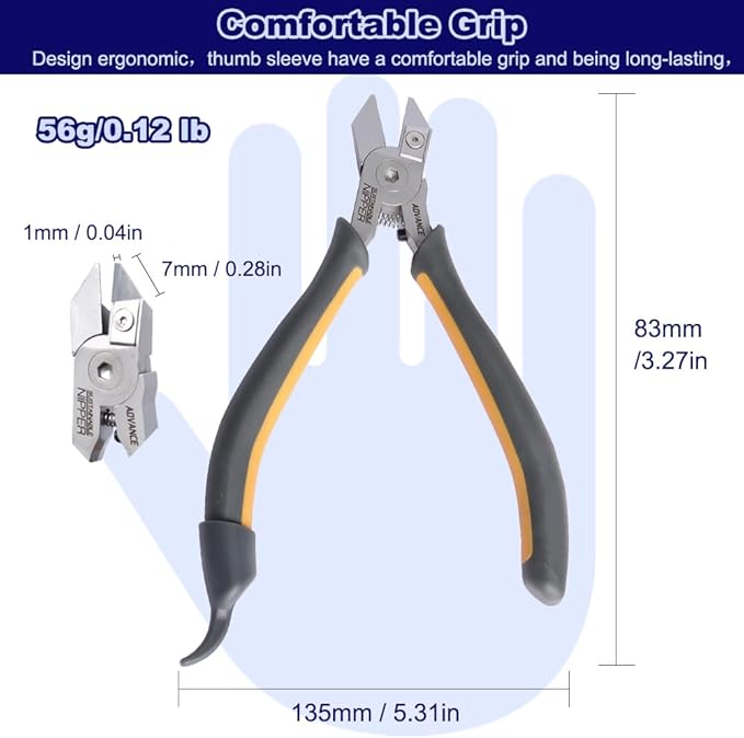 Model Nippers - Model Tools for Plastic Runner, Ultra-thin Single-edged Non-slip Grip,5.1 Inch Sharp Cutters for Model Building and Reusable (Replaceable Blades), PMKJ025