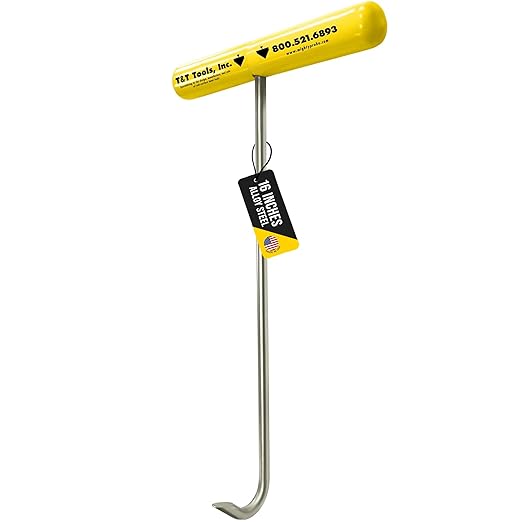 T&T Tools Handy Hook ??16" Stainless Steel Manhole Cover Hook, Puller, Dowel Pin Puller, Heavy-Duty Tool for Lifting Riser Covers, Steel Grates, Septic Tank Lids, Moving Machinery, 3/8" Standard Duty