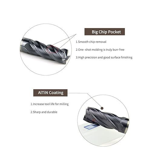 1/2" Extra Long Carbide Square End Mill for Alloy Steels/Hardened Steels, 4" Overall Length End Mill Bits, 4 Flute HRC 55 Deg AlTiN Coating, CNC Router Bits (1 Pc)
