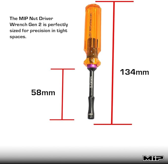 MIP 9802 5.0mm Metric Hex Nut Driver RC Tool ??Precision Grip Hex Screwdriver with Deep Socket for RC Car Repair, Made 100% in USA