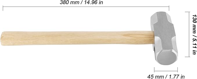 2 Pack 4 lbs Mini Sledge Hammer, Small Sledge Hammer with Wooden Handle for Demolition, Stake Driving, Cracking Stone and Concrete
