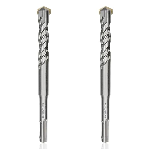 2-Piece 5/8" SDS Plus Drill Bits Rotary Hammer Drill Bit Set, Carbide Tipped for Drilling Concrete Cement Porcelain Tiles Ceramic Pots Stone Brick, Diameter 16mm, 160mm Long, SDS Plus Shank