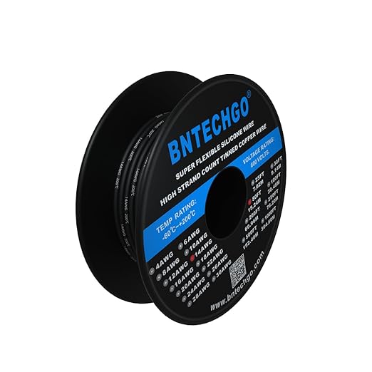 BNTECHGO 14 Gauge Silicone Wire Spool 50 ft Black Flexible 14 AWG Stranded Tinned Copper Wire