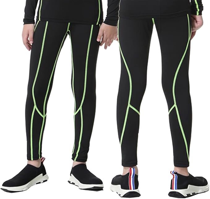 LANBAOSI Youth Boys Compression Leggings Athletic Pants Base Layer Football Workout Tight