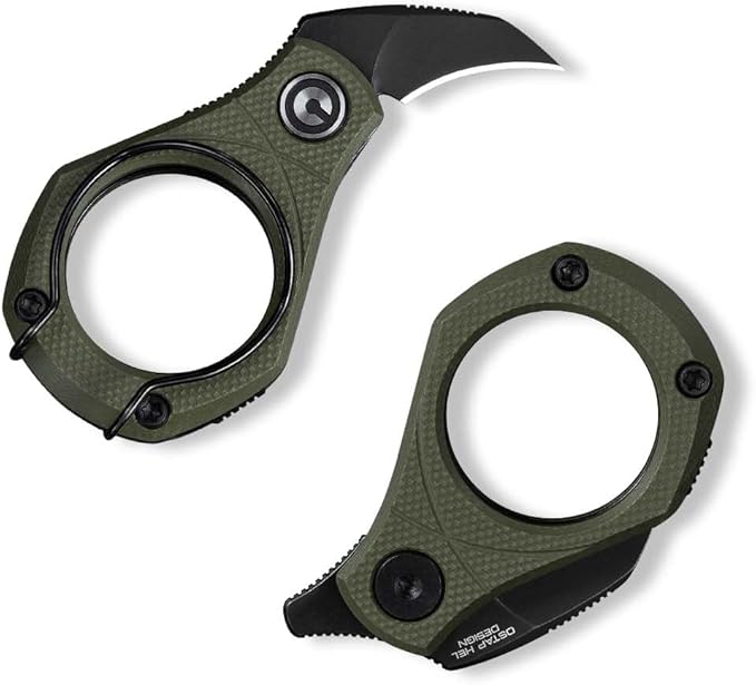 CIVIVI Pyrus Mini Keychain Knife (1 Piece), Small EDC Pocket Folding Box Cutter with 14C28N Blade & Ringed G10 Handle, Christmas Stocking Stuffers Gift for Men Women C23038-4, OD Green