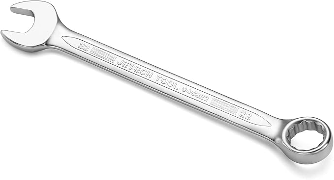 Jetech 22mm Combination Wrench - Industrial Grade Spanner with 12-Point Design, 15-Degree Offset, Made with Durable Chrome Vanadium Steel in Sand Blasted Finish, Forged, Heat-Treated, Metric