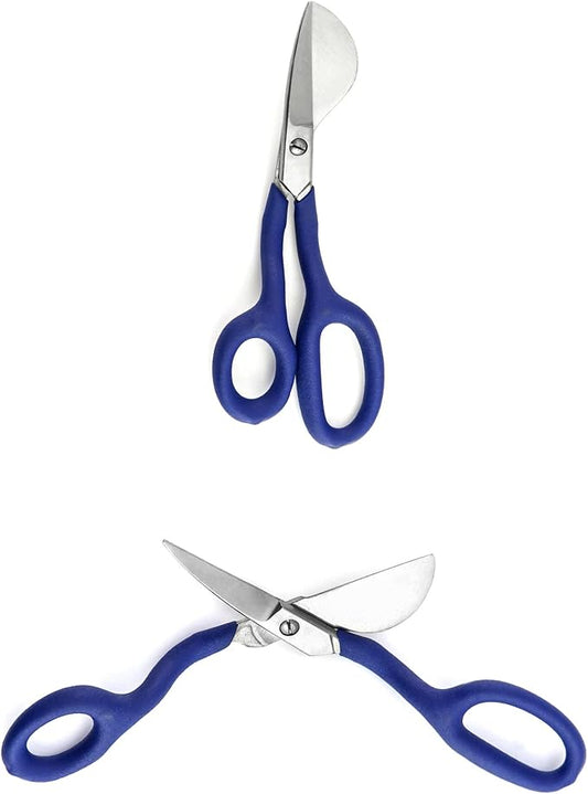 QWORK Duckbill Shears, 7 in Duckbill Applique Scissors, for Carpet Pile, Carpet Punch - Blue, 2 Pack