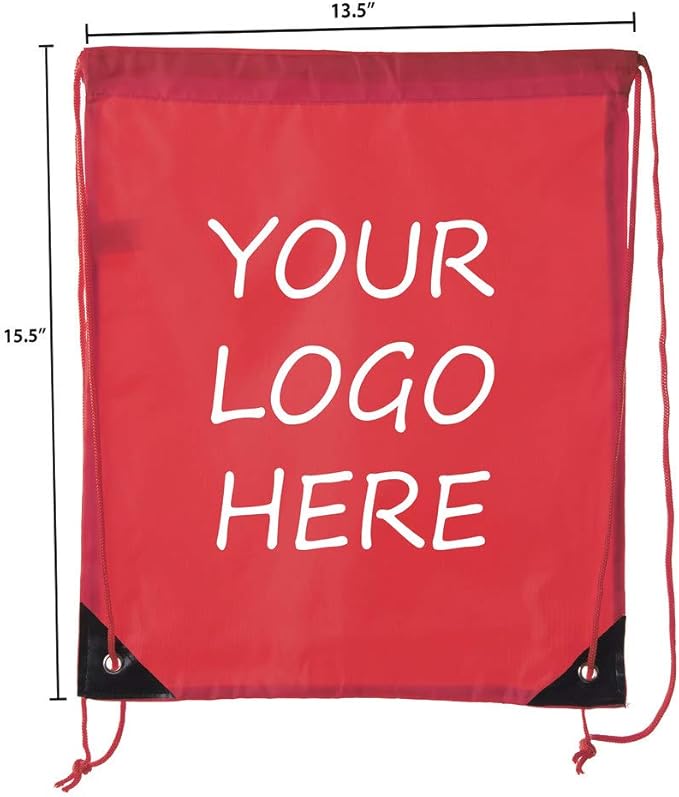 Mato & Hash Custom Bags With Your Logo | 20PK Promotional Drawstring Backpack - 20PK Red CE2500