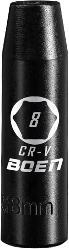 BOEN 1/2" Drive Deep Impact Socket,8mm Premium Socket,Metric,6 Point,Cr-V Steel with Laser Marking - Strong and Durable