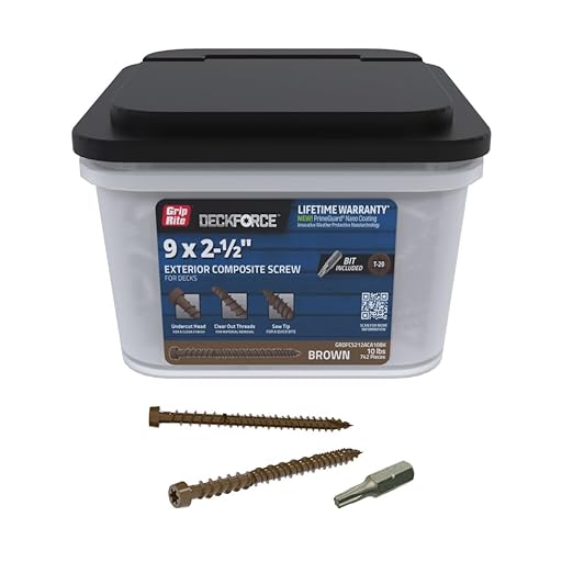 Grip-Rite GRDFCS212ACA10BK DeckForce #9 x 2-1/2" Nano Coated Composite Deck Screws, Brown, 10lb Bucket